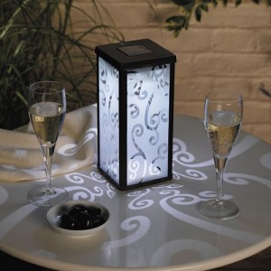 Frosted Scroll Solar-Powered Lantern